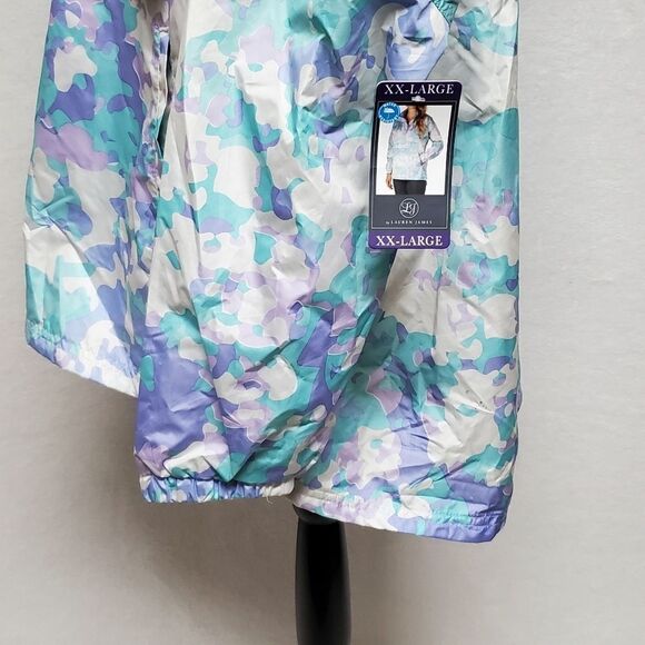LAUREN James Ladies Pastel Camouflage Hooded Pull-over Anorak Jacket Windbreaker - Picture 10 of 15